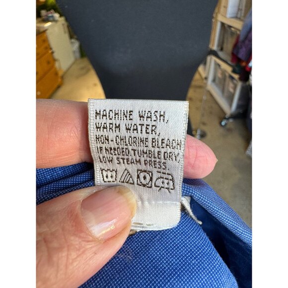 Doncaster Cobalt Blue Gold Button Dress Shirt 100% Cotton Workwear Quiet Luxury - Picture 6 of 10